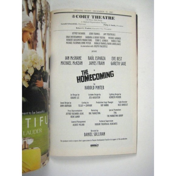 The Homecoming Playbill 2007 Opening Night Cort Theatre Raul Esoarza McKean - Picture 2 of 11
